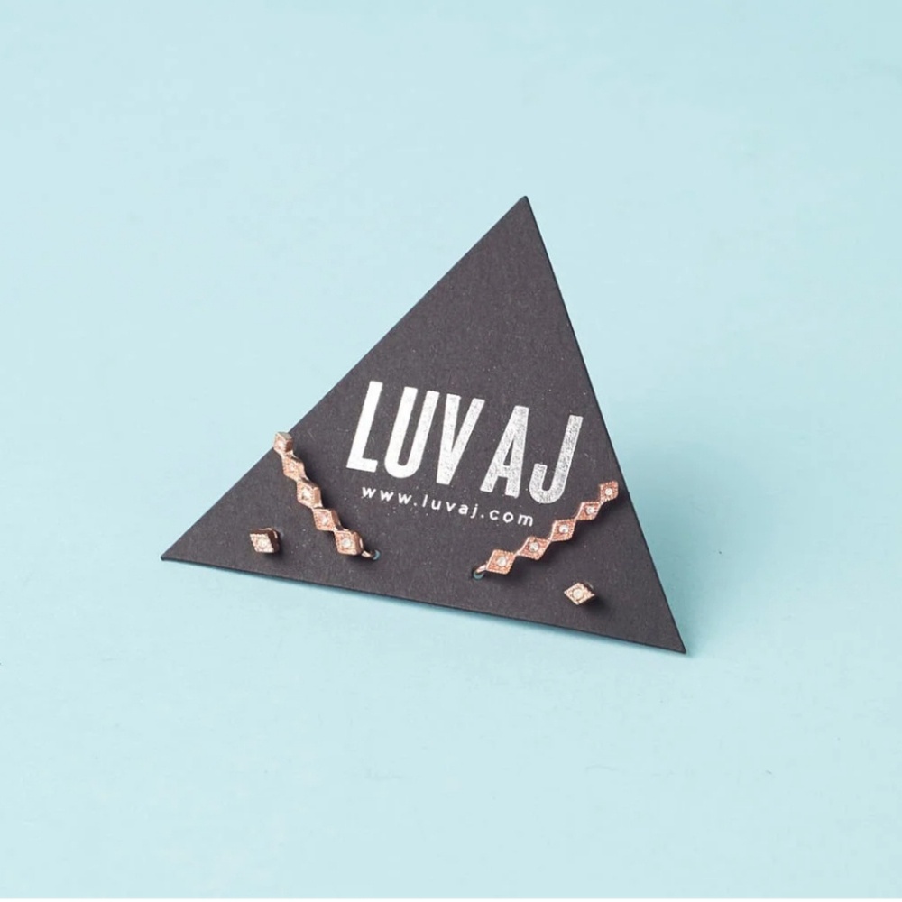 LUV AJ Diamond Kite Crawler Earring Set